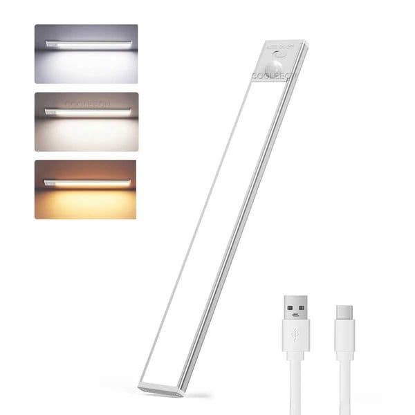 PIR motion sensor LED bar light dimmable night light 3-color LED light cabinet LED bar light bedroom wardrobe kitchen X250402