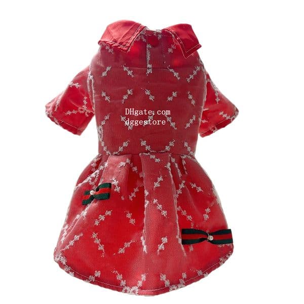 Designer Dog Clothes Luxury Lace Dog Dress with Bow, Pets Hawaiian Dress for Small Dogs Girl, Mesh Puppy Summer Skirt, Pet Puppy Apparel XL Red Y303