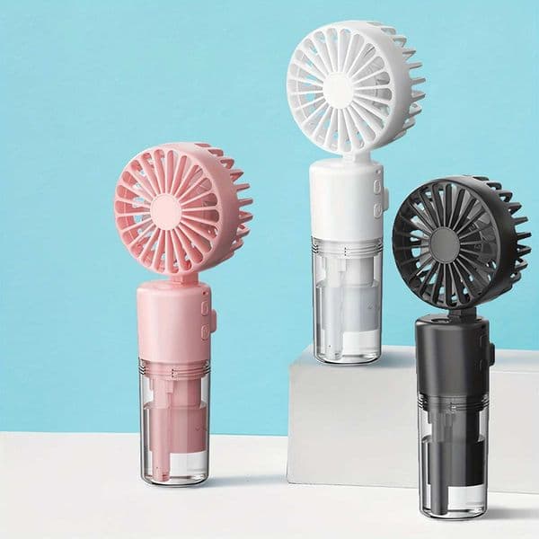 Mini folding handheld fan with USB charging spray and compact water mist humidifier ideal gift for travel officeXJ250402
