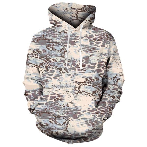 A Designer's Luxurious 3D Digital Printed Men's Hooded Sweatshirt With A Snake Skin And Python Texture, Fashionable Sweatshirt And Sporty Casual Top