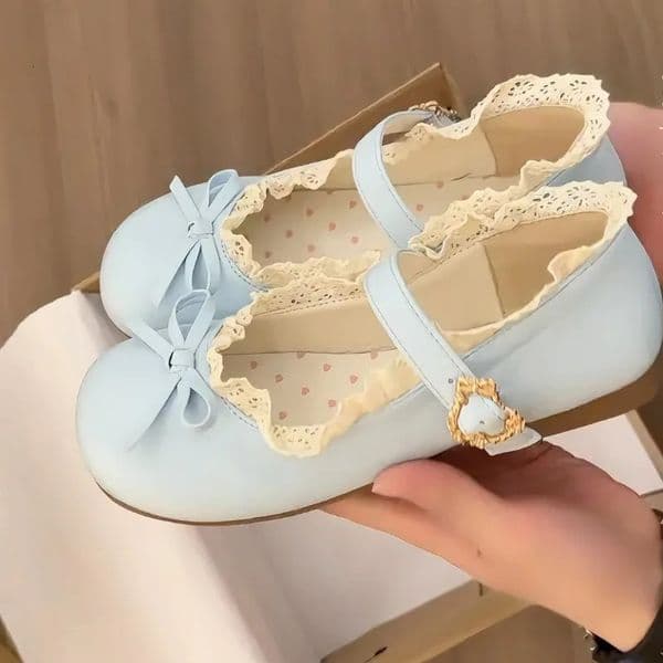 Womens Fashion Single Shoes Spring Round Head Shallow Mouth Butterfly Knot Metal Buckle Soft Sole Nonslip Flat Shoes 251031