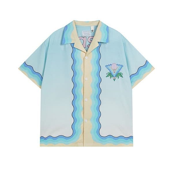 Hip Hop Casual Beach Holiday Short Sleeve Suit Hawaiian Shirt Streetwear Letter Pattern Shirts Streetwear Men Tracksuit Men Set