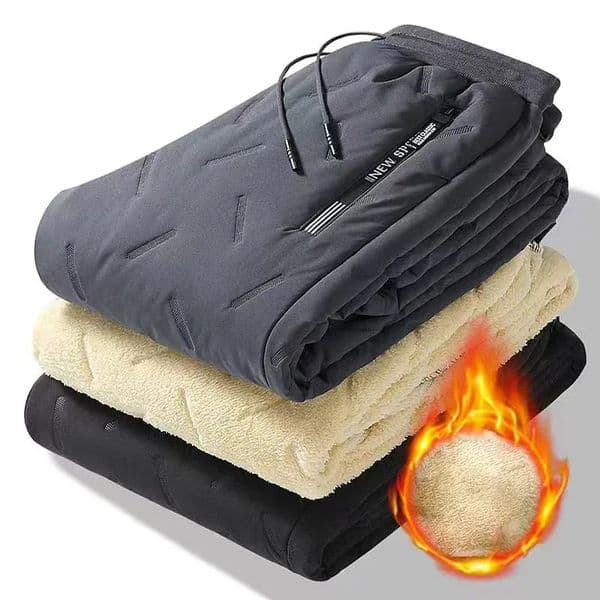 2025 Mens Winter Sweatpants Plush Thick Fleece Lambswool Thermal Casual Waterproof Windproof Warm Trousers 251030BANJIA