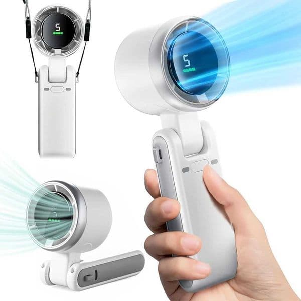 Portable Handheld Turbofan Foldable Pendant Neck Fan Mini Portable Foldable Manual Fan USB Charging Small TurbofanXJ250402