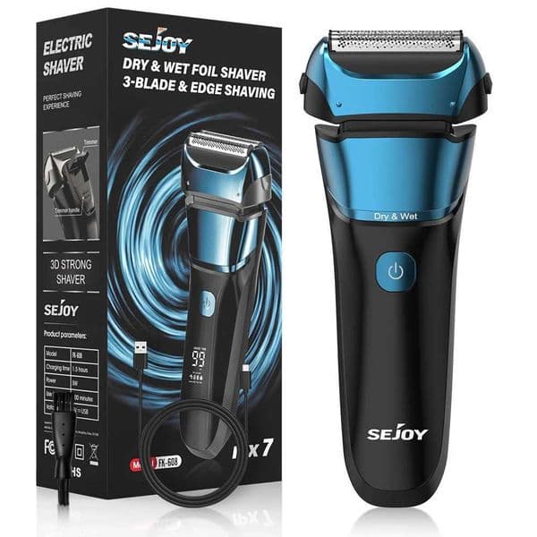 Sejoy FK608 electric shaver with trimmer suitable for mens shavers wet and dry LCD displays 3D shaver machine blue Z250402