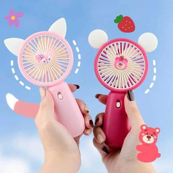 Hot selling small handheld fan USB portable charging summer cartoon mini silent cool portable gift electric fanXJ250402