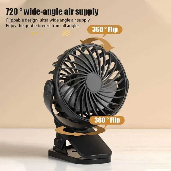 Rechargeable fan 720 rotating hanging clip on fan with night light convenient for portable office bedroom dormitory outdoor small fanXJ250402