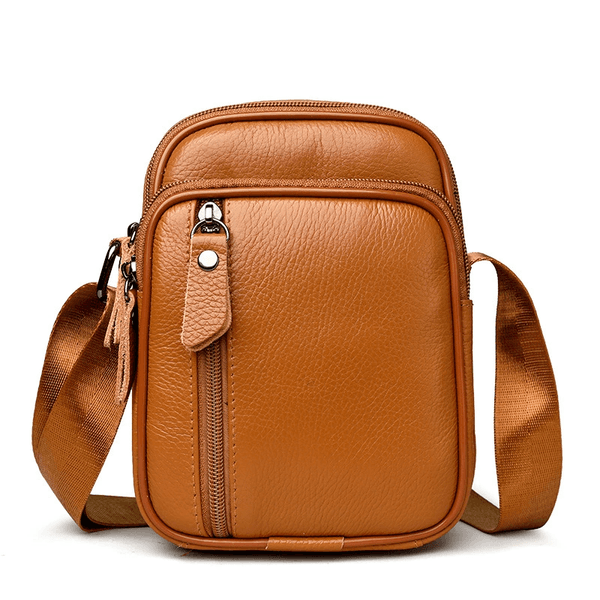 Fashion man zipper pocket crossbody bag men's black single-shoulder genuine cowhide leather bags
