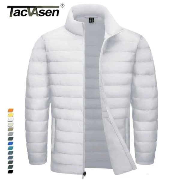 TACVASEN Stand Collar Lightweight Puffer Jackets Mens Quilted Jacket Water Resistant Ripstop Down Insulated Windbreaker Coats 251029