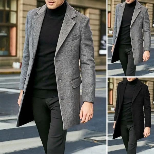 British style longsleeved woolen coat autumn and winter mens trendy Casual Business Jackets Man Warm Coat Outerwear w251029
