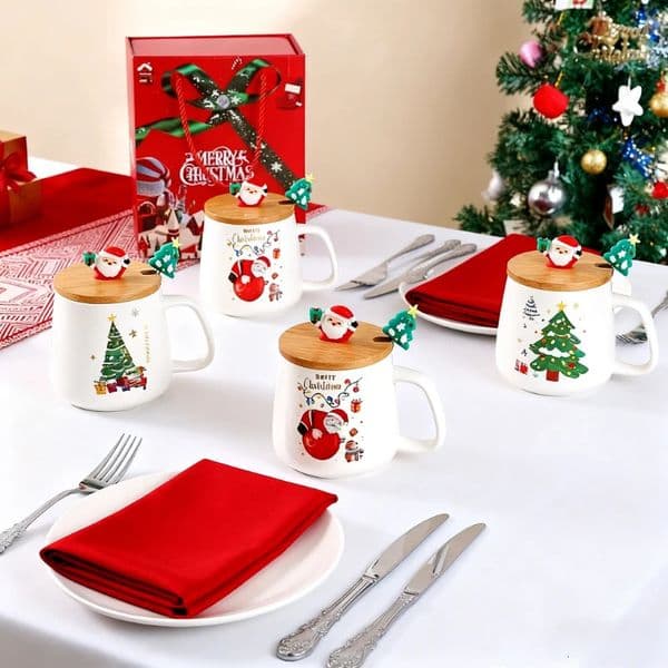 Perfect Christmas Gift Creative Ceramic Mug Tree n with Lid Spoon High Value Festive Atmosphere Booster 251031BJ