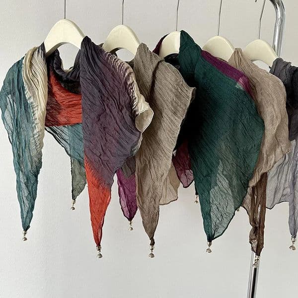 Pleated Cotton Linen Scarves for Women Magnetic Buckle Button Solid Neckerchief Shawls Scarf Neck Wraps Protection Accessories 251031BJ