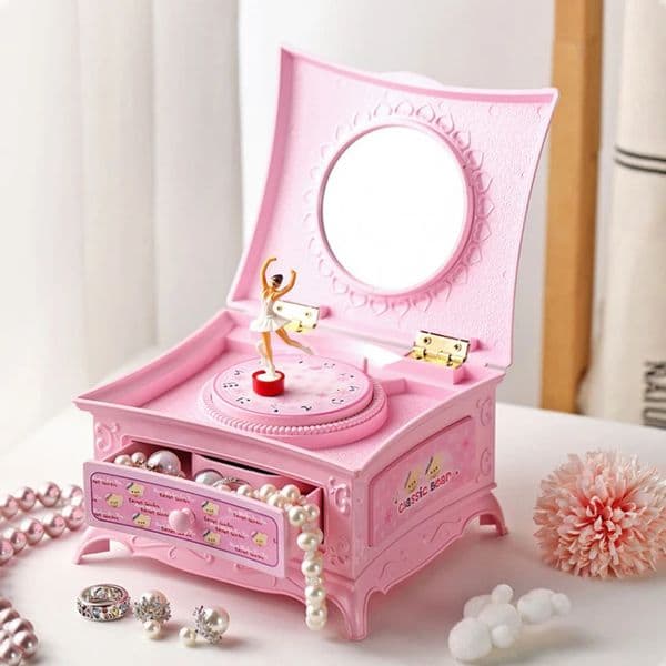 Elegant Classic Rotating Ballerina Music Box with Drawer Hand Crank Jewelry Perfect Christmas Gift for Girls 251031