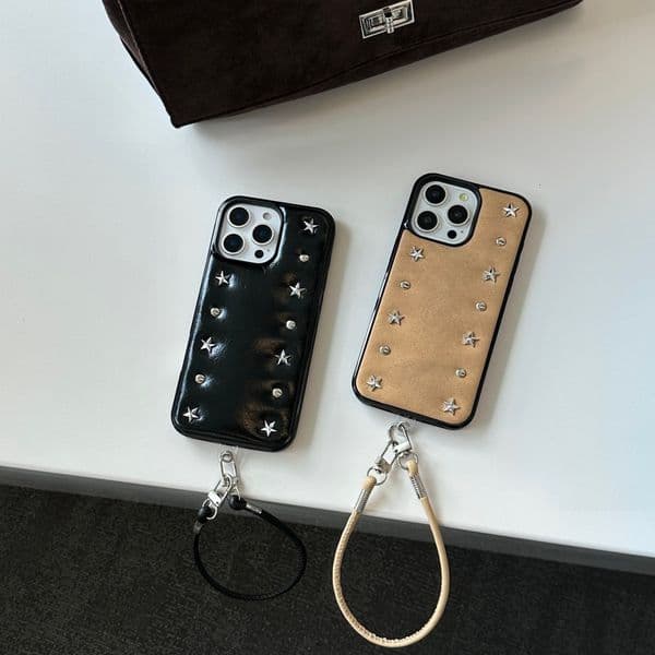 Studded Star Bread Phone Case Compatible with iPhone 17/16 Personalized Solid Color iPhone 15/14 Pro Shockproof