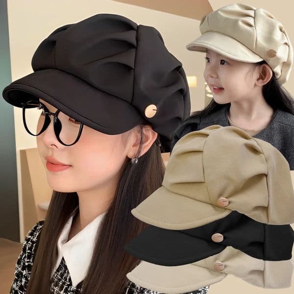 Vintage Octagonal Hats Women Solid Color Pleated Berets Artist Painter spaper Cap Winter Autumn Casual Street Brim Caps 251103