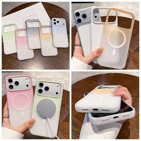 Magnet Wireless Charging Cases For Iphone 17 Air 16E 15 Pro Max 16 Plus 14 13 12 11 Iphone17 Hard PC Soft TPU 2in1 Hybrid Layer Magnetic Mobile Phone Back Cover
