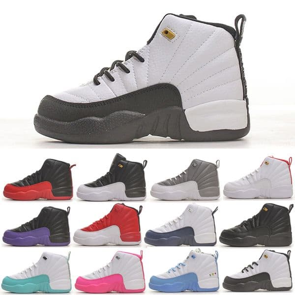 Kids Basketball Shoes 12s 12 PS Flu Game Black Deadly Pink Gym Red Athletic Sneakers Kid shoe Toddler Children Sport Sneaker Leather Trainers