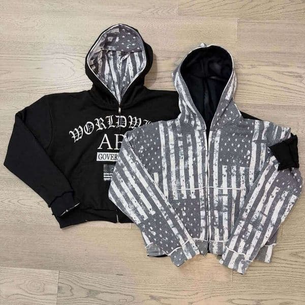 European and American Style Sweatshirt Unisex Loose Hooded Sweatpants Set High Street Design Long Sleeve Cardigan