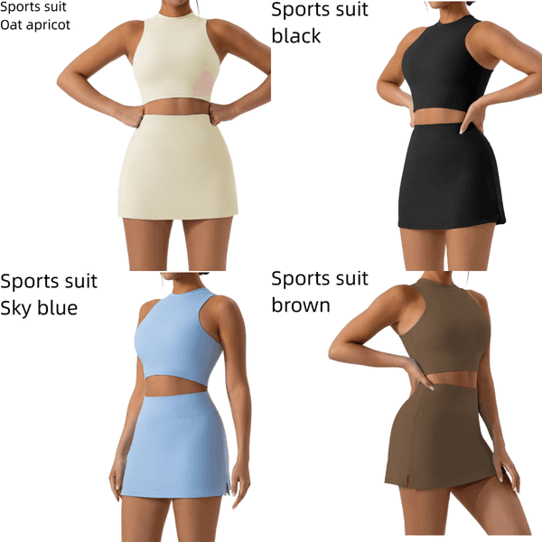 A314 Women Yoga Fitness Clothes Tank And Skirts Set Quick Dry Suit Women Sports Suit Running Training