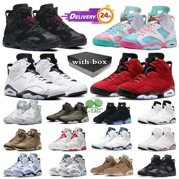 Designer Shoes Basketball Shoes For Men Womens 6s Sneaker Oreo Red Thunder Unc Bred Cacao Medium Olive Sail Mens Outdoor Sports with box 40-47
