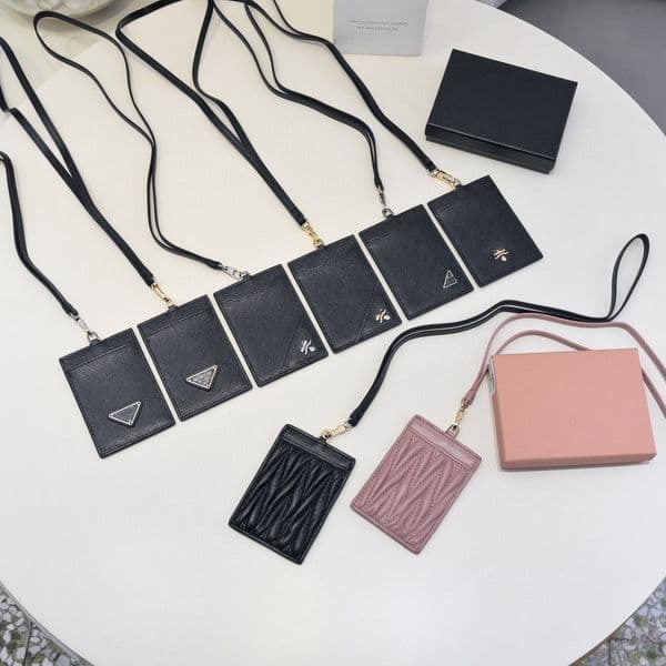 card holder necklace fashion cards clamp work permit lanyard hanging designer wallet women men neck applicable card holder unisex leather case fashion cardholder