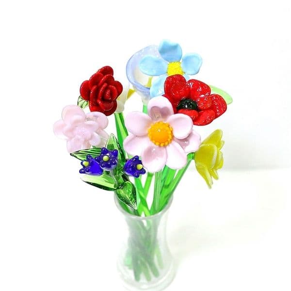 Handmade Colorful Lovely Murano Glass Flower Craft Ornaments Wedding Valentines Day Favors Gifts Table Vase Decor Accessories 251015ww