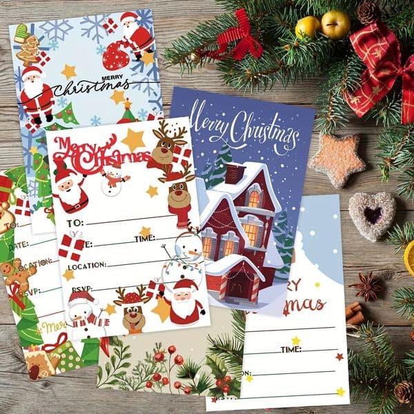12/24 Christmas double-sided printed greeting cards party invitation cards holiday blessing cards set 250402