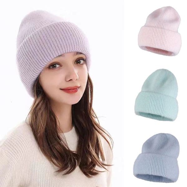Selling Winter Hat Real Rabbit Fur Hats For Women Fashion Warm Beanie Solid Adult Cover Head Cap 251103