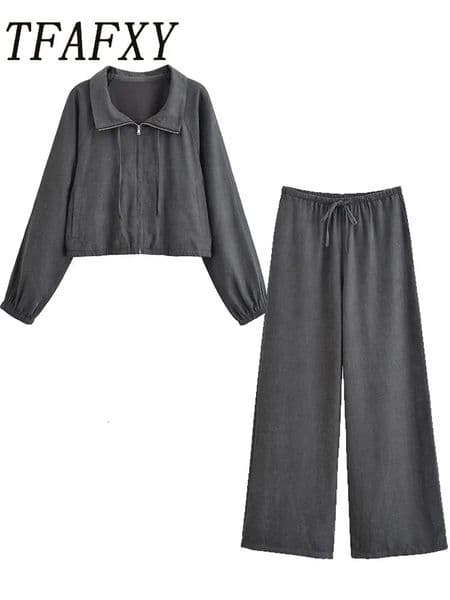 TFAFXY Womens Tied Pants Sets Fashion Short Jacket Women Suit Casual Two Piece Set Outfit 251103