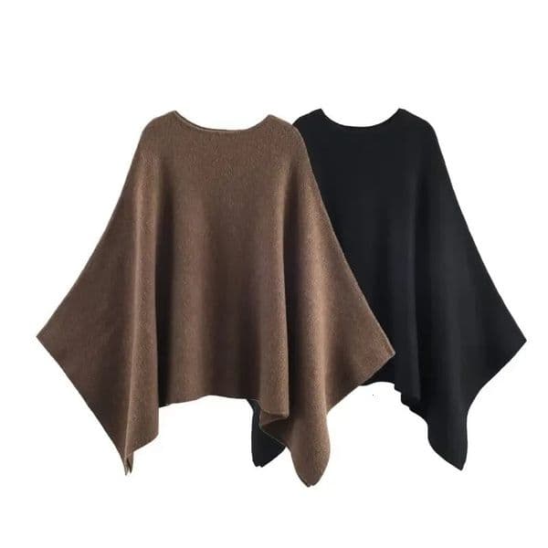 Elegant Lady Knitted Cape Wraps Winter Women Cloak Coat Camping Vocation Warm Clothing Loose Tops Streetwear Ponchos 251103