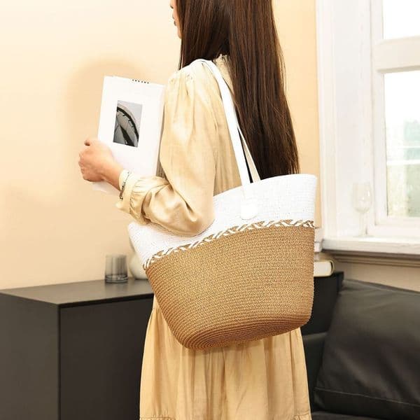 Lacel Urwebin Free Shipping New Designer Bag 2025 Summer Women's Bag Urban Simple Versatile Beach Bag Large Capacity High-quality Textured Woven Shoulder Bag