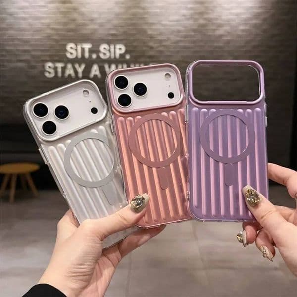 Brand New Glare Corrugated 3D Stripe Pattern Case For IPhone 17 Air 16 15 14 Pro Max Magnetic Charging Anti-Drop Protector Cover
