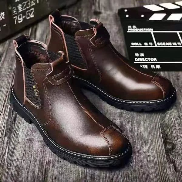 High Quality Retro Men Ankle Boots British Chelsea Business Casual Leather Shoes Fashion Comfortbale Thick Sole Work Boots Botas 251031