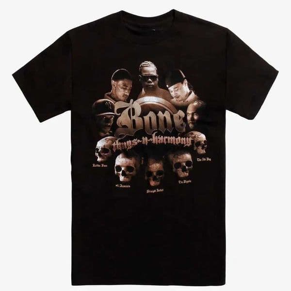 Fashion Men Summer Hip-hop T Shirt BONE THUGS-N-HARMONY SKULLS T-SHIRT Male Loose T-shirt Women Streetwear X250403