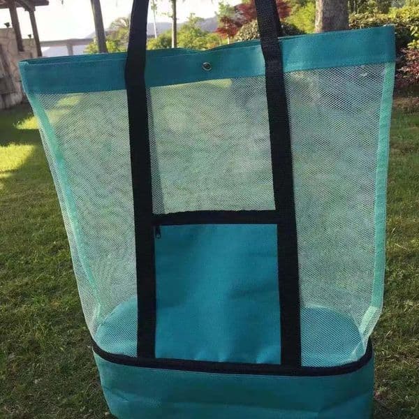 Heat resistant picnic beach bag womens mesh transparent double-layer swimming bag high-capacity shopping waterproof bag handbag 250402