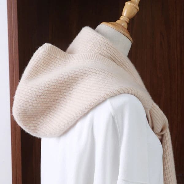 100Wool Knitted Scarf Shawl For Women Winter Soft Warm Fashion Hooded Collar Solid Multifunctional Neck Warmer Scarves 251031BJ