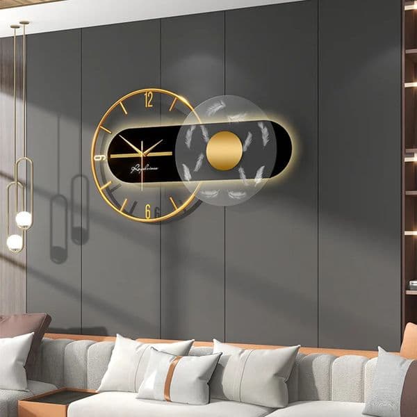60x36cm Large Wall Clock Modern n Feather Light Silent Metal Wall Watch Home Decor Living Room Dining Room Clocks 250402BJ