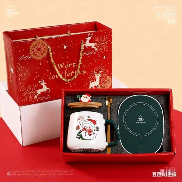 In stock Cute Christmas Gift Ceramic Mug with Lid and Spoon Highvalue Santa Claus Reindeer Pattern Coffee Souvenir 251031BJ