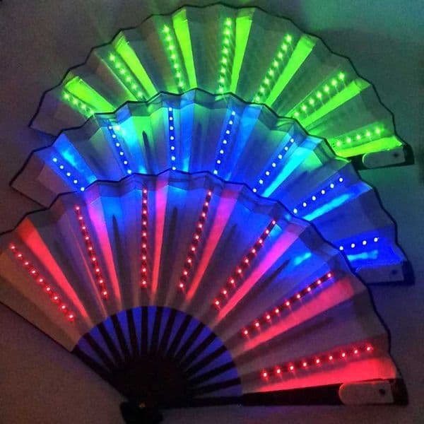 Luminous Hand Fan LED Fan Light Wedding Hand Fan Deocrative Folding Fan Female Dance Supplies Party Luminous Supplies X250402