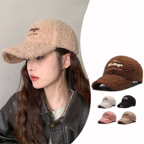 Winter Lamb Wool Baseball Cap Plush Baseball Hat Teddy Velvet Warm Couple Cap 251023