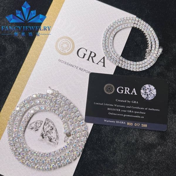 Factory Cheap Price 925 Sterling Silver Tennis Necklace 2MM 3MM 4MM 5MM 6MM Moissanite 22 Inches 925 Silver Moissanite Chain