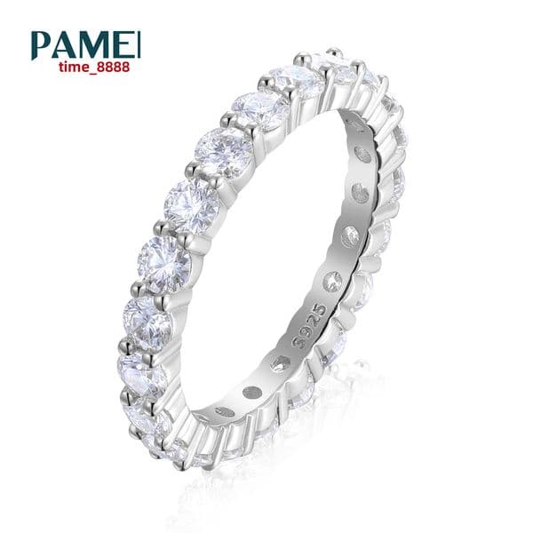 Luxury 3mm Moissanite Wedding Anniversary Jewelry 925 Sterling Silver 1Row Moissanite Diamond Ring for Women