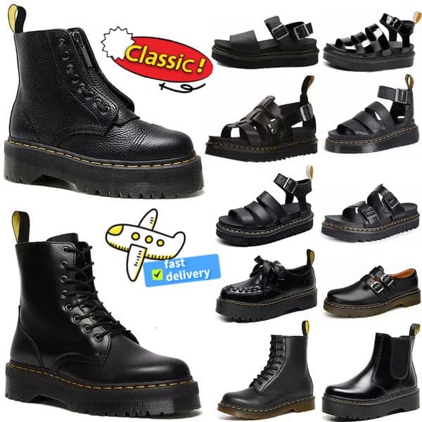 Designer boots men women thick soled leather boots real leather winter ferret boots sandals smooth black sneakers ankle classic outdoor shoes