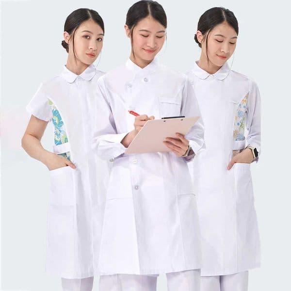 Medical Nurse Gown Women Scrub Uniform Robe White Long Sleeve Workwear Hospital Scrubs Nursing Dress Healthcare Uniforms 902CS J251103