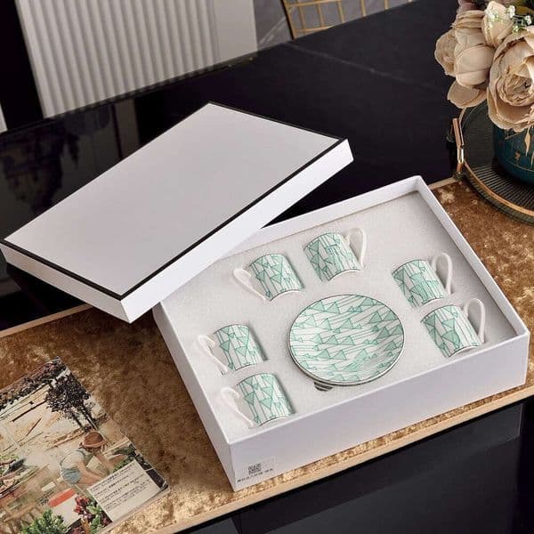 New High-Value Bone China Tea Simple Turkish Espresso Middle East Hot-Selling Cup Gift Box Set B2