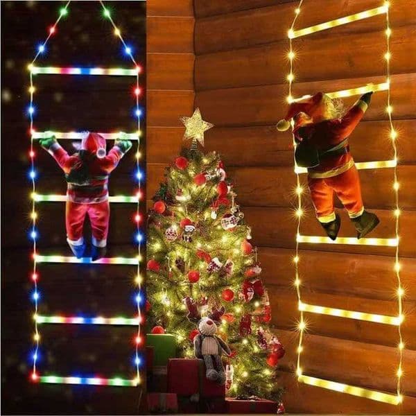 LED Christmas Decorations Fairy lamp Santa Claus Climbing Ladder Light USB Plug 8 Modes for Home Holiday Wall Window Xmas Decor Z251101