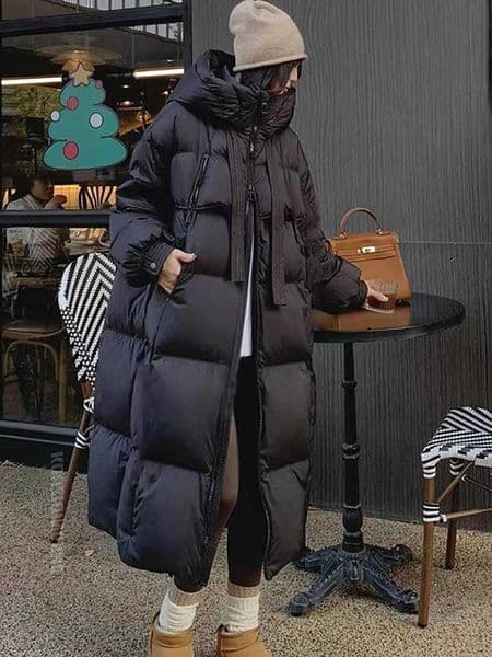 Womens Down Cotton Padded Jackets Korean Thickened Warm Long Overcoat Solid Hooded Overall Topcoat 2024 Winter J251104