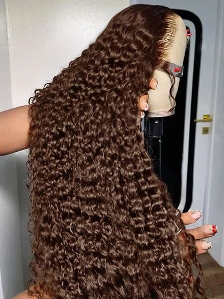 Dark Brown Wig Curly Human Hair Wigs Deep Wave Frontal Wig 13x4 HD Lace Wig Ready To Wear Water Wave Lace Front Wig pelucas Cosplay