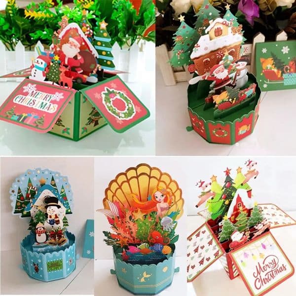 3D pop-up greeting card Merry Christmas card Year card Blessing card Swan Mermaid thank you card Decorative gift card 250403