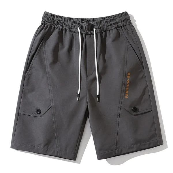 Mens Summer Beach Solid Color Casual Comfortable Elastic Waist Double Pocket Cool Sports Shorts 250322ZBANJIA